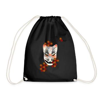 kitsune mask - Drawstring Bag - black - Front