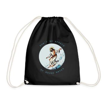 Surfing Jesus - Drawstring Bag - black - Front