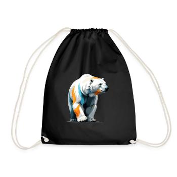 Polar Bear Vector Art with Vibrant Illustration - Drawstring Bag - black - Front
