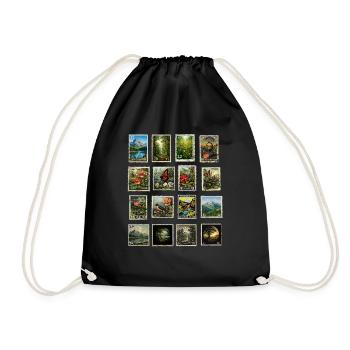 Postage stamps help nature - Drawstring Bag - black - Front