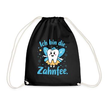 Ich bin die Zahnfee Kostüm für Karneval und Faschi - Turnbeutel - Schwarz - Vorne