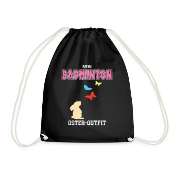 Badmintonerin Ostern Outfit Badminton Spielerin - Turnbeutel - Schwarz - Vorne