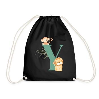 Lettre y vert animaux jungle - Sac de sport léger - noir - Devant