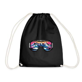 Ski Goggles Mountains Ski Symbol - Drawstring Bag - black - Front