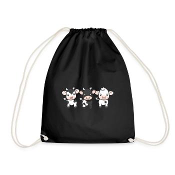 cow - Drawstring Bag - black - Front