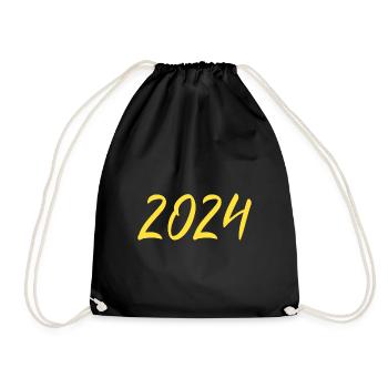 2024 New Year's Eve New Year yellow - Drawstring Bag - black - Front