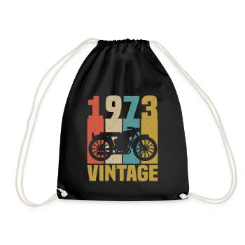 1973 Geburtstag Biker Vintage Motorrad Geschenk - Turnbeutel - Schwarz - Vorne