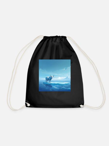 Cow on the ice - Drawstring Bag - black