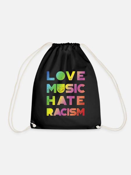 Love Music Hate Rasicm - Rainbow - Turnbeutel - Schwarz