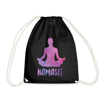 Yoga silhouette with namaste lettering - Drawstring Bag - black - Front