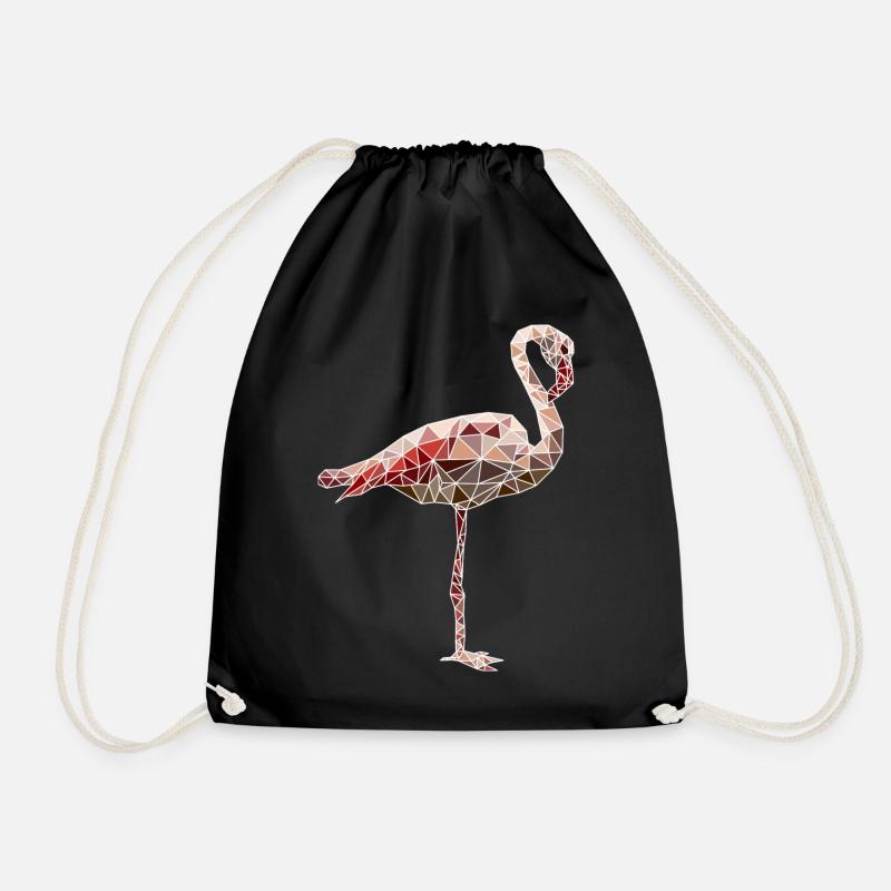 Flamingo Polygon Mosaik pink rosa - Turnbeutel - Schwarz