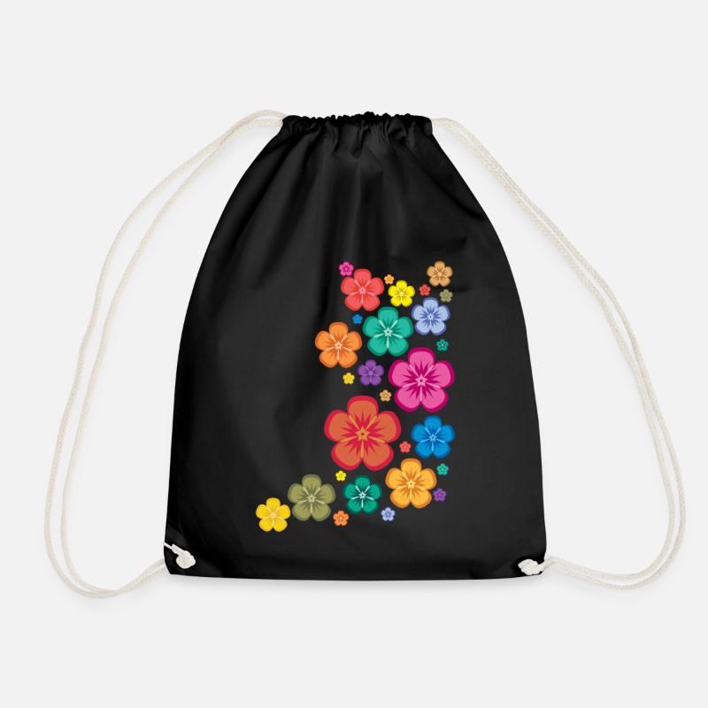 floral shirt - Drawstring Bag - black