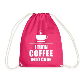 Coffee Caffeine Programming Code - Drawstring Bag - fuchsia - Front