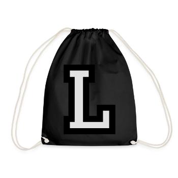 Lettre L en deux couleurs - Sac de sport léger - noir - Devant