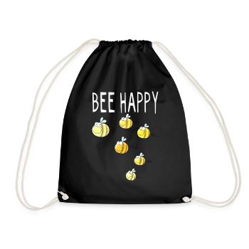 Bee Happy - Biene - Bienen - Hummel - Geschenk - Turnbeutel - Schwarz - Vorne