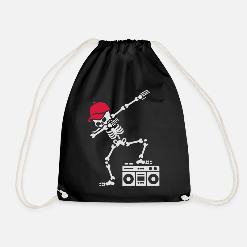 Dab dabbing skeleton boombox - Ghetto blaster - Drawstring Bag - black