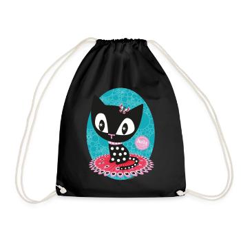 Pussy Deluxe Cat On a Mat - Drawstring Bag - black - Front