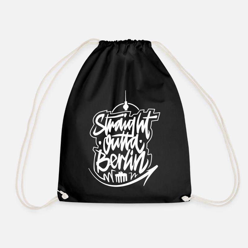 Straight Outta Berlin - white - Drawstring Bag - black