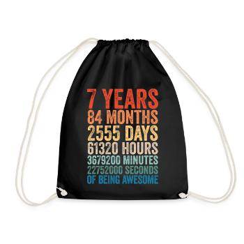 7th birthday 7 years retro gift Vinatge - Drawstring Bag - black - Front
