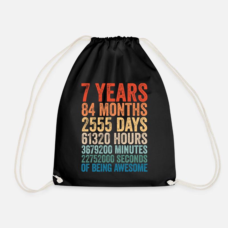 7. Geburtstag 7 Jahre Retro Geschenk Vinatge - Turnbeutel - Schwarz