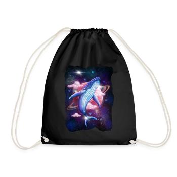 Cosmic space whale galaxy whale space - Drawstring Bag - black - Front