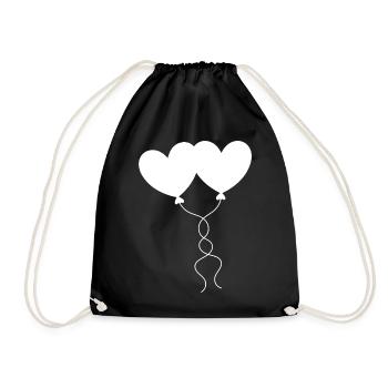 white heart white gift valentine's day - Drawstring Bag - black - Front