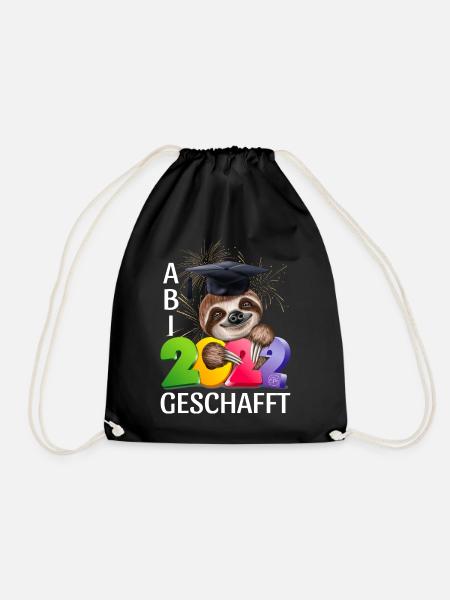 Abi 2022 geschafft Abitur lustiges Faultier - Turnbeutel - Schwarz