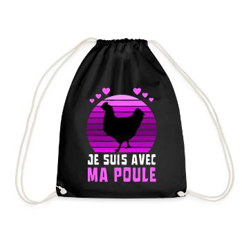 Je suis avec ma poule Vintage Sunset Violet - Sac de sport léger - noir - Devant