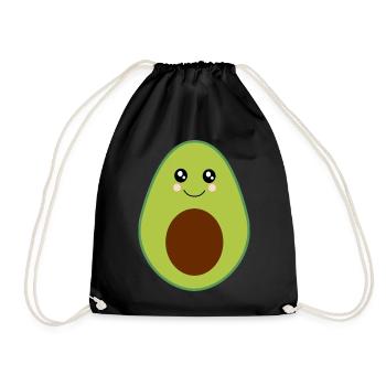 Kawaii, fruits, vegetables, vegan, avocado - Drawstring Bag - black - Front