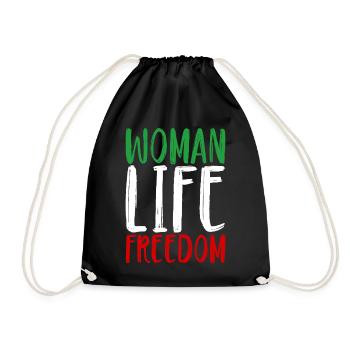 Woman Life Freedom Frau Frauen Frauenrechte Iran - Turnbeutel - Schwarz - Vorne