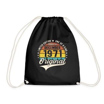 Original December 1971 51st Birthday Gift - Drawstring Bag - black - Front