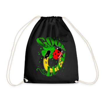 GOOD LUCK Horseshoe Clover Ladybug - Drawstring Bag - black - Front
