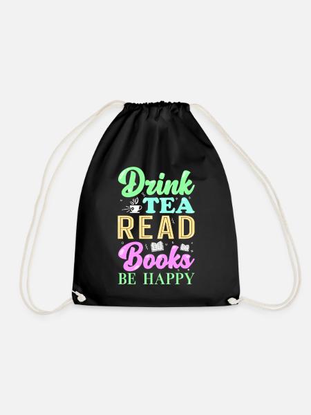 Lesen Bücher Tee - Turnbeutel - Schwarz