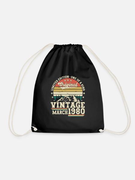 März Jahrgang 1980 43. Geburtstag Geschenk Mann - Turnbeutel - Schwarz