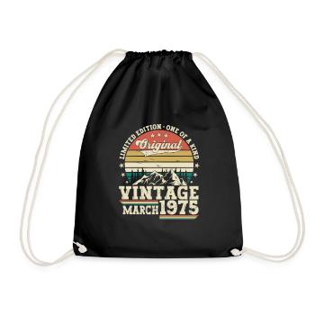 March born 1975 48th birthday gift man - Drawstring Bag - black - Front