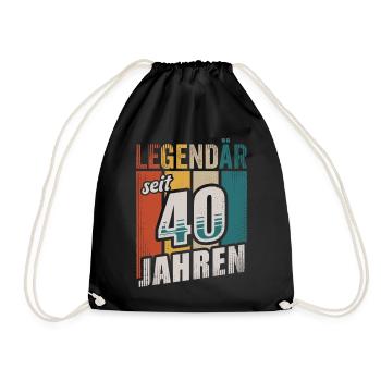 40. Geburtstag Legendär seit 40 Jahren - Turnbeutel - Schwarz - Vorne