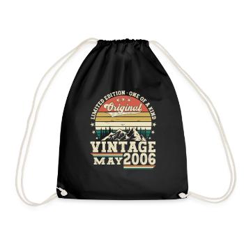 17th Birthday Man May Vintage 2006 Vintage - Drawstring Bag - black - Front