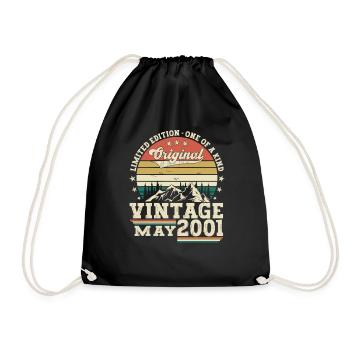 22nd Birthday Man May Vintage 2001Vintage - Drawstring Bag - black - Front