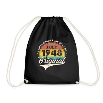 75th Birthday Man Born In July Born 1948 - Drawstring Bag - black - Front
