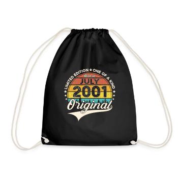 22nd Birthday Man Born In July Vintage 2001 - Drawstring Bag - black - Front