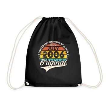 17th Birthday Man Born In July Vintage 2006 - Drawstring Bag - black - Front