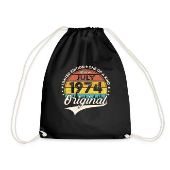49th Birthday Man Born In July Born 1974 - Drawstring Bag - black - Front