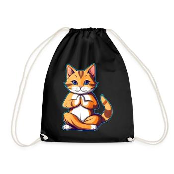 Chat mignon en position de yoga de Bouddha - Sac de sport léger - noir - Devant