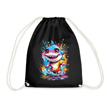 Shark - Drawstring Bag - black - Front