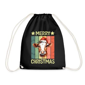 Cow Christmas - Drawstring Bag - black - Front