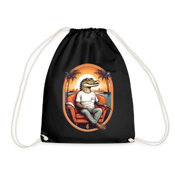 Alligator on sofa - Drawstring Bag - black - Front