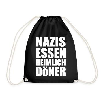 nazis essen heimlich döner - Turnbeutel - Schwarz - Vorne