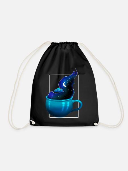 A Cup Of Moonlight - Drawstring Bag - black