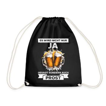 Lustiger Junggesellenabschied Hochzeit Bier Spruch - Turnbeutel - Schwarz - Vorne
