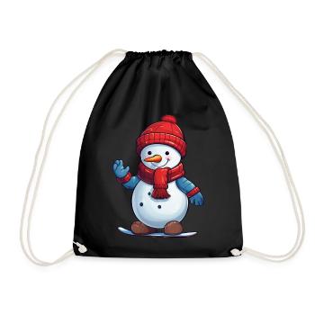 Lustiger Schneemann - Turnbeutel - Schwarz - Vorne